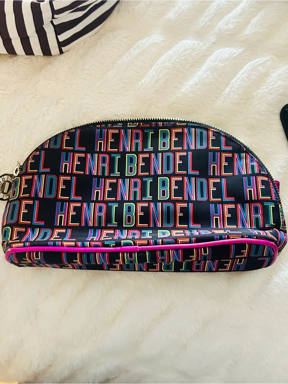 Henri Bendel  Steven Wilson limited edition Logo Stripe Cosmetic Pouch